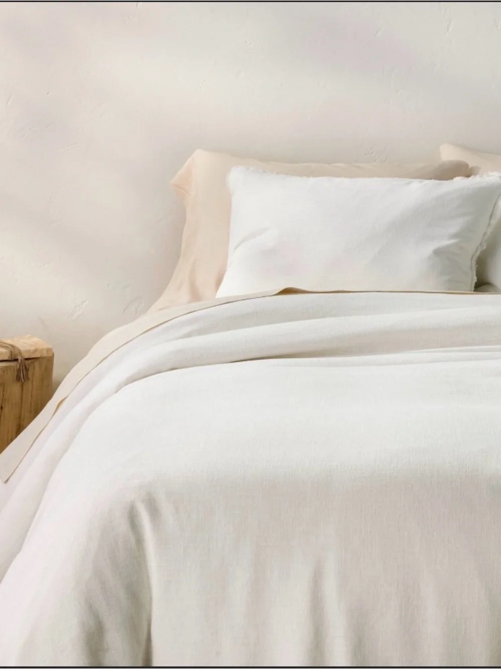 King Heavyweight Linen Blend Duvet Cover & Sham Set White - Casaluna™: OEKO-TEX